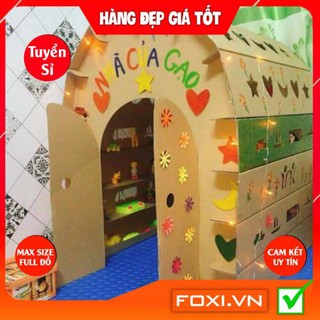 Nhà bìa carton cho bé-Chất liệu carton 5-7 lớp siêu bền-Chịu lực tốt-Giúp bé tăng khả năng sáng tạo và thích nghi tốt
