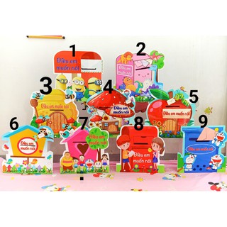 Hộp Thư Điều Em Muốn,  phía sau là hộp giấy ( mẫu ngẫu nhiên ) trang trí lớp (Đồ dùng dạy học Miki)