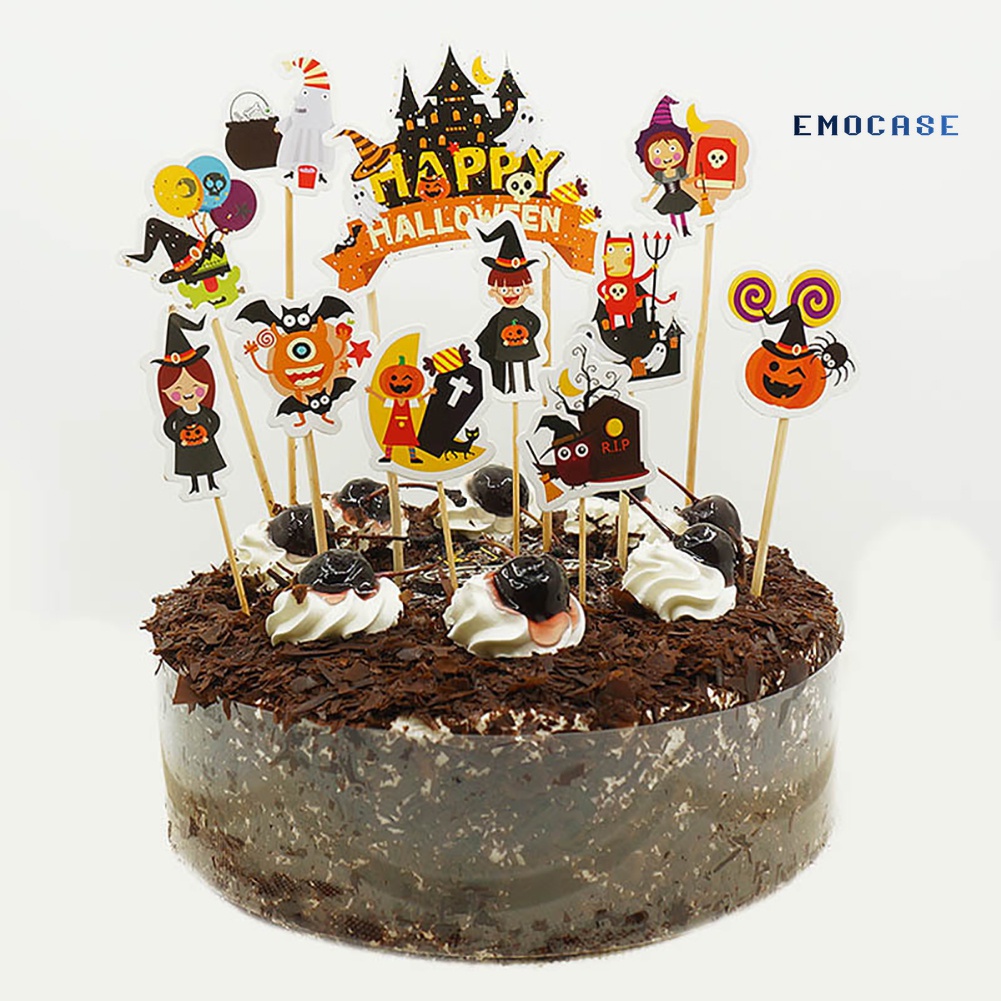 Set 11 Que Cắm Trang Trí Bánh Phong Cách Halloween Độc Đáo