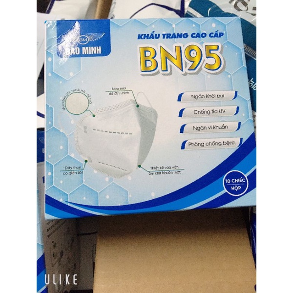 [ Hộp 10 cái] Khẩu Trang N95 Bảo Minh 5 lớp kháng khuẩn