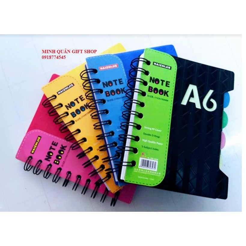 SỔ TAY GHI CHÚ A6 LÒ XO - NOTE BOOK - 05 phân trang
