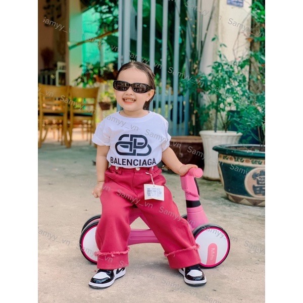 Áo thun tay lỡ Balen ciaga logo cho bé , áo phông cotton unisex ,Samyy_vn