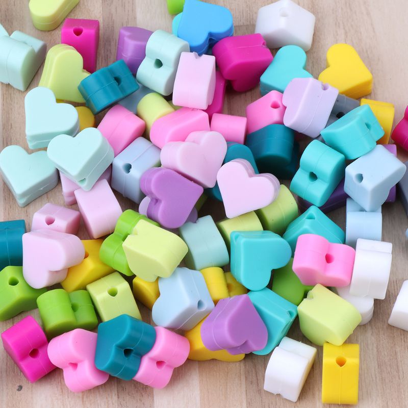 10 Hạt Silicone 15mm Tự Làm Móc Khóa Cho Bé