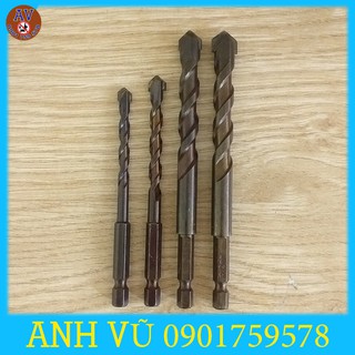Bộ 4 mũi khoan bê tông, tường chuôi lục giác cho máy khoan