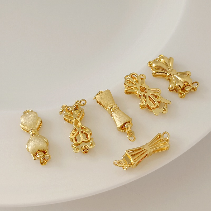 Khóa Cài Thắt Nơ Một Hàng Màu Vàng Đồng 14K Dùng Làm Trang Sức Thủ Công
