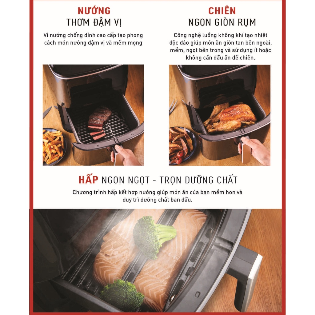 Nồi chiên không dầu Tefal 3 trong 1 Easy fry Steam & Grill FW201815