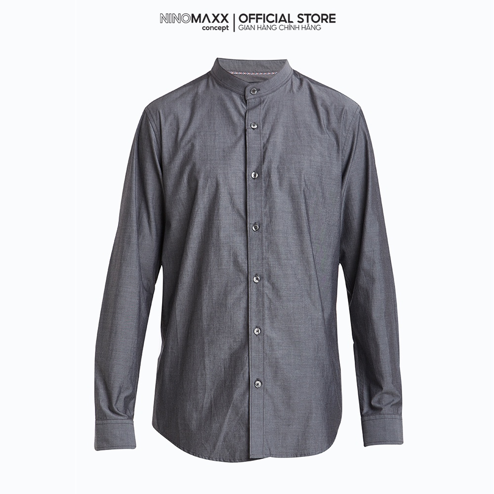 N&amp;M Áo sơ mi thời trang Nam tay dài chất liệu cotton và linen 1908086