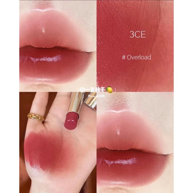 Son 3CE Glow Lip Color màu Overload- Smokey Red-Under Pressure
