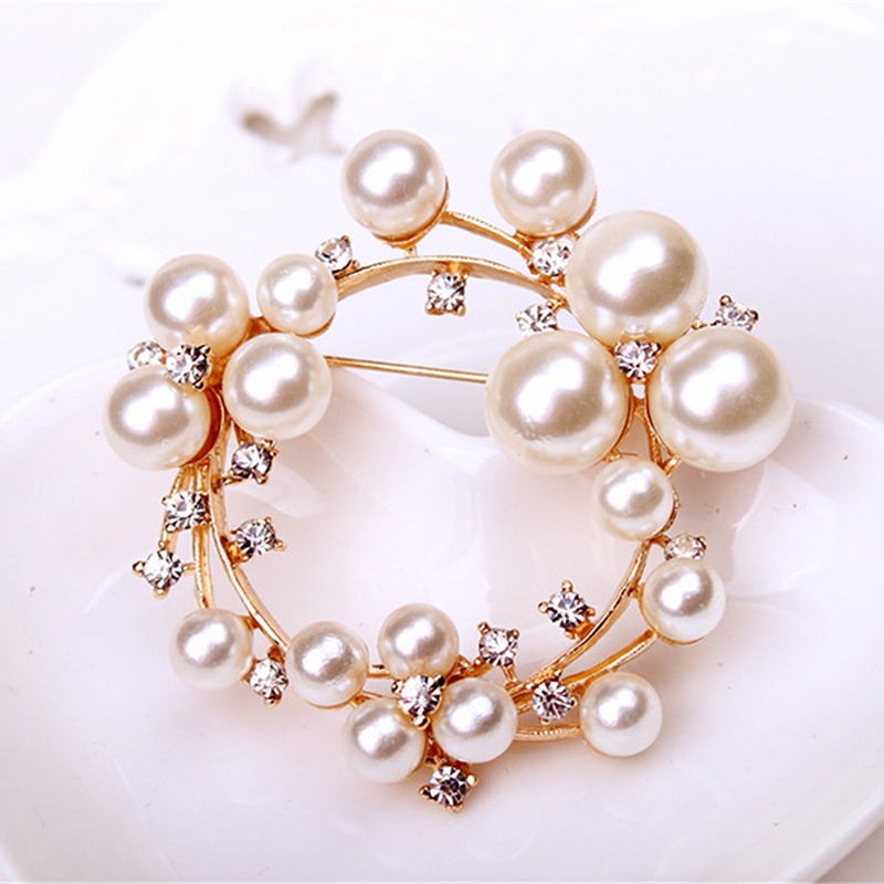 [QLQL] Ghim Cài Khăn Choàng / Khăn Choàng Cổ Cô Dâu Đính Ngọc Trai Tròn Phổ Biến