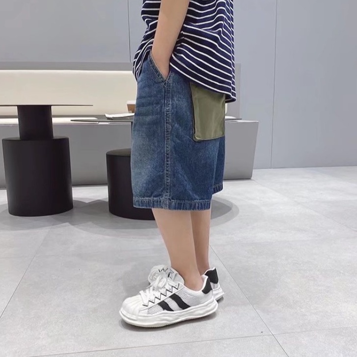 Quần Short Jean Ống Rộng Thời Trang Mùa Hè Dành Cho Bé Trai 3-15 Tuổi