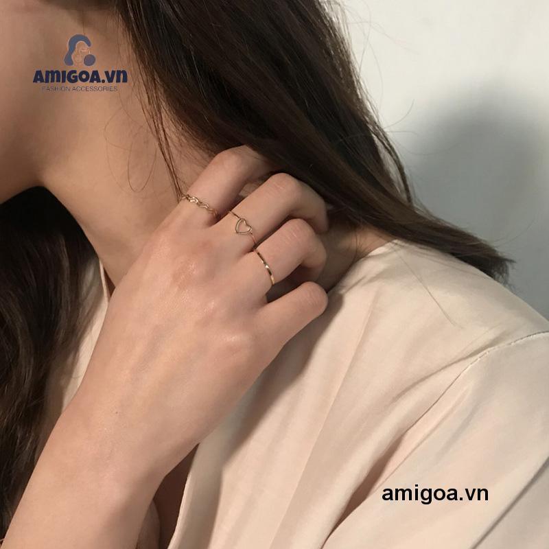 ✨✨Bộ 4 nhẫn hợp kim thiết kế thanh lịch hợp thời trang