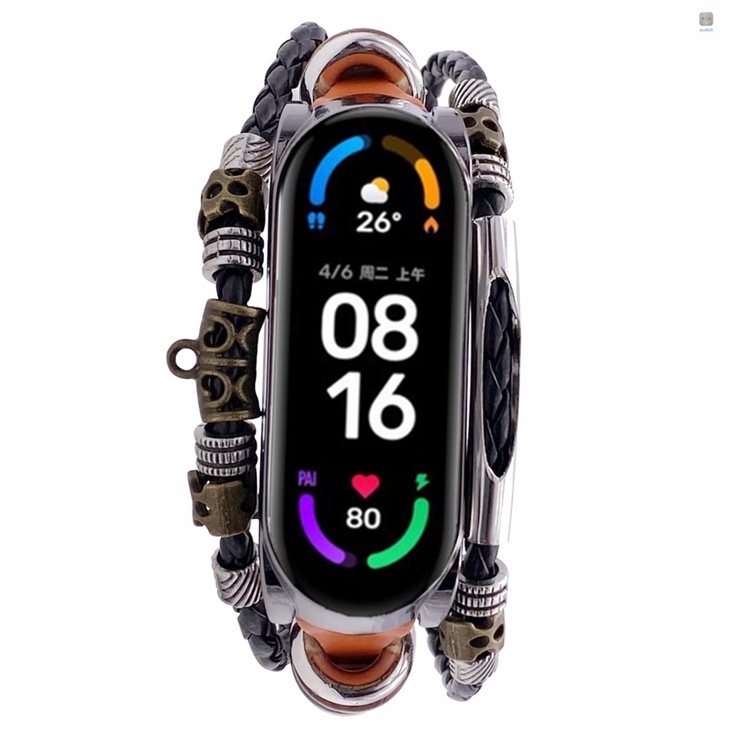 XIAOMI Dây Đeo Tay Thay Thế Chất Liệu Da Phong Cách Retro Cho Mi Band 6/6 NFC