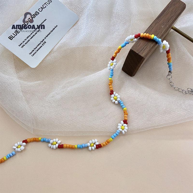 ✨✨Vòng cổ Hạt Hình Học Họa Tiết Hoa Nhiều Màu Sắc Sáng Tạo Cho Gia Đình