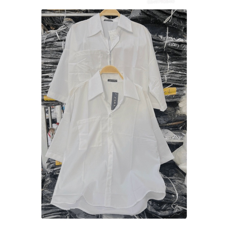 Áo sơ mi trắng tay lỡ túi ngực vải siêu mịn  - ĐĂNG QUANG FASHION
