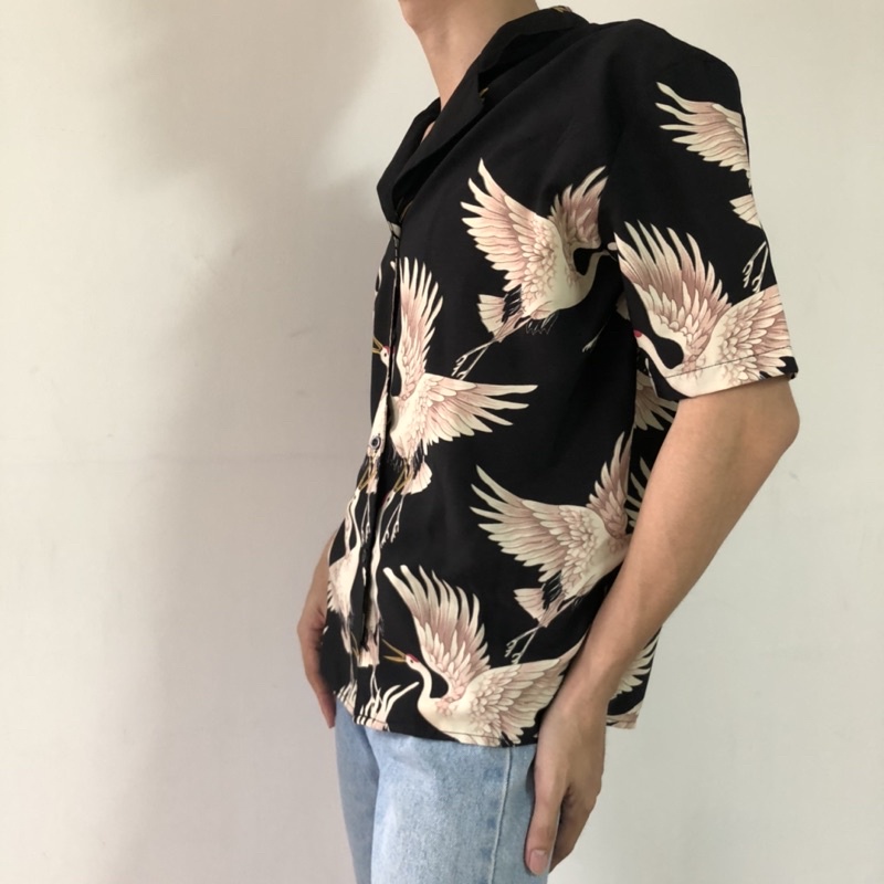 ÁO SƠ MI IN HÌNH CHIM HẠC