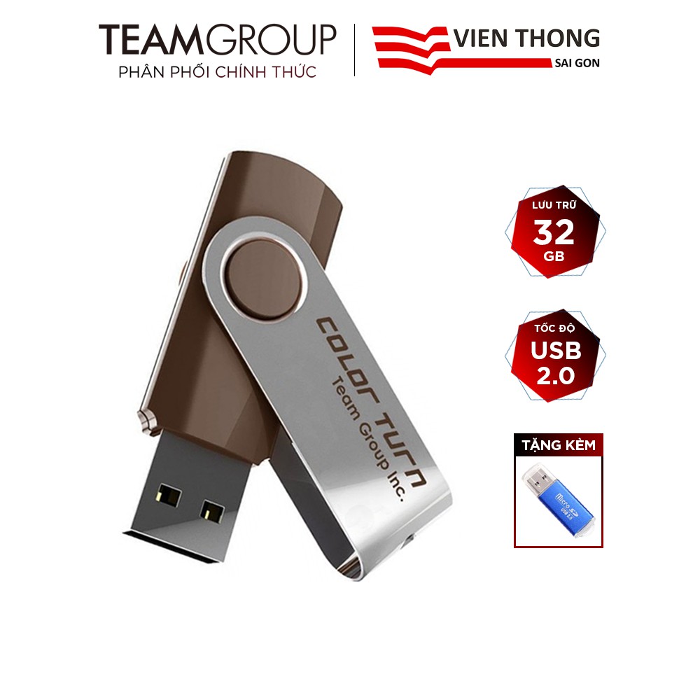 USB 2.0 Team Group E902 32GB INC (Nâu) tặng đầu đọc thẻ - Hãng phân phối chính thức | WebRaoVat - webraovat.net.vn