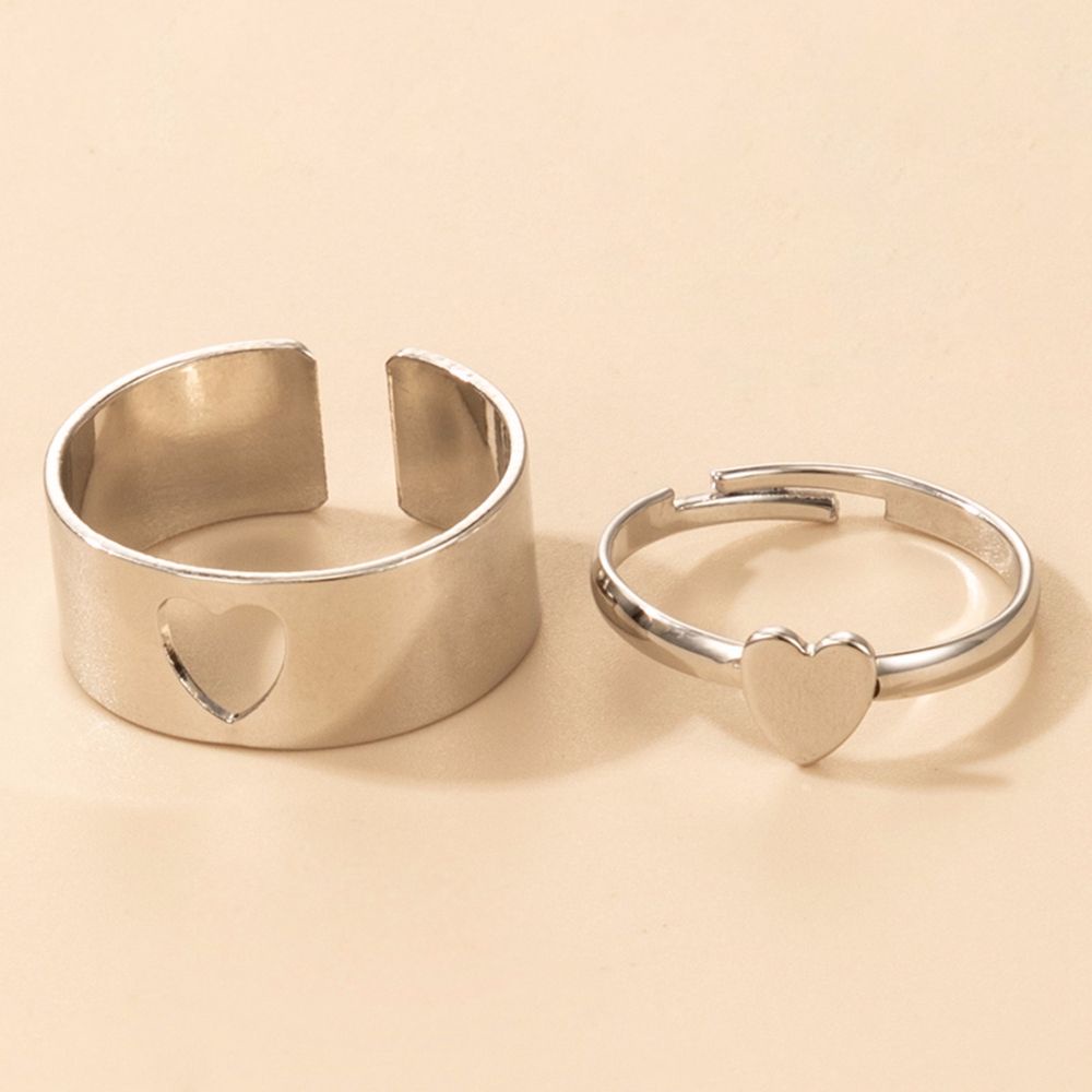 Bộ 2 Nhẫn Đeo Tay Hình Nơ / Ngôi Sao / Trái Tim / Bướm Thời Trang Cho Nam Và Nữ