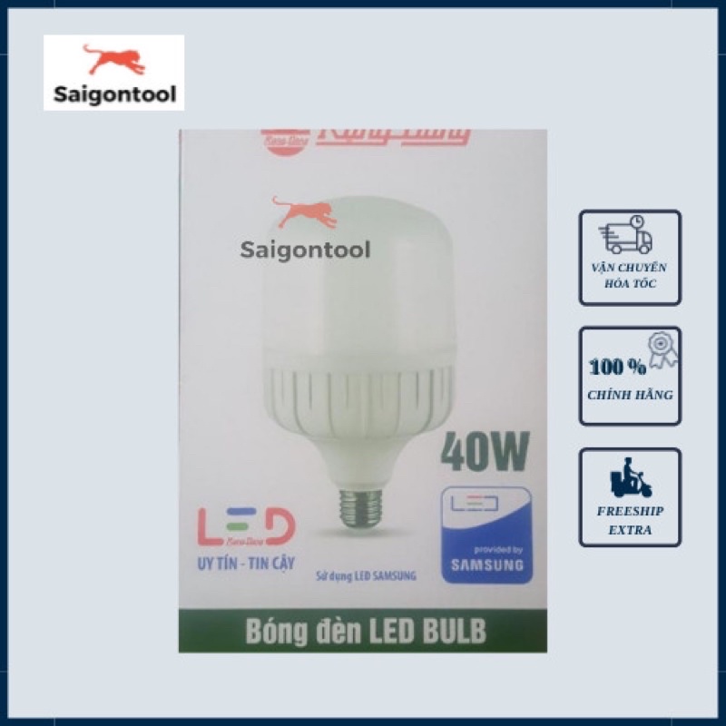 Bóng đèn led hình trụ 20w 30w 40w Rạng Đông thân nhôm ánh sáng trắng đuôi chuẩn E27, bao bảo hành 1 năm