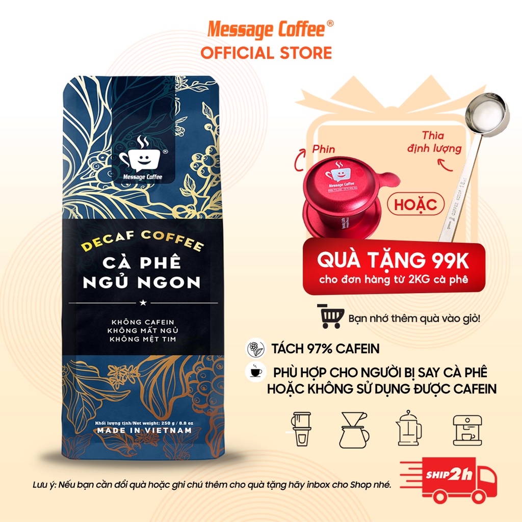 [TẶNG PHIN] Combo 2kg cà phê Decaf cao cấp - Cafe tách cafeine, ít đắng, không mất ngủ, dành cho người đau dạ dày