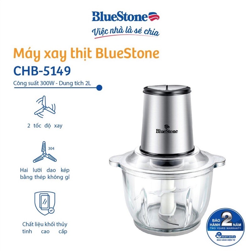 Máy Xay Thịt 2 Lưỡi Dao Kép BlueStone CHB-5149 (2L) - Hàng chính hãng - Bảo hành 24 tháng