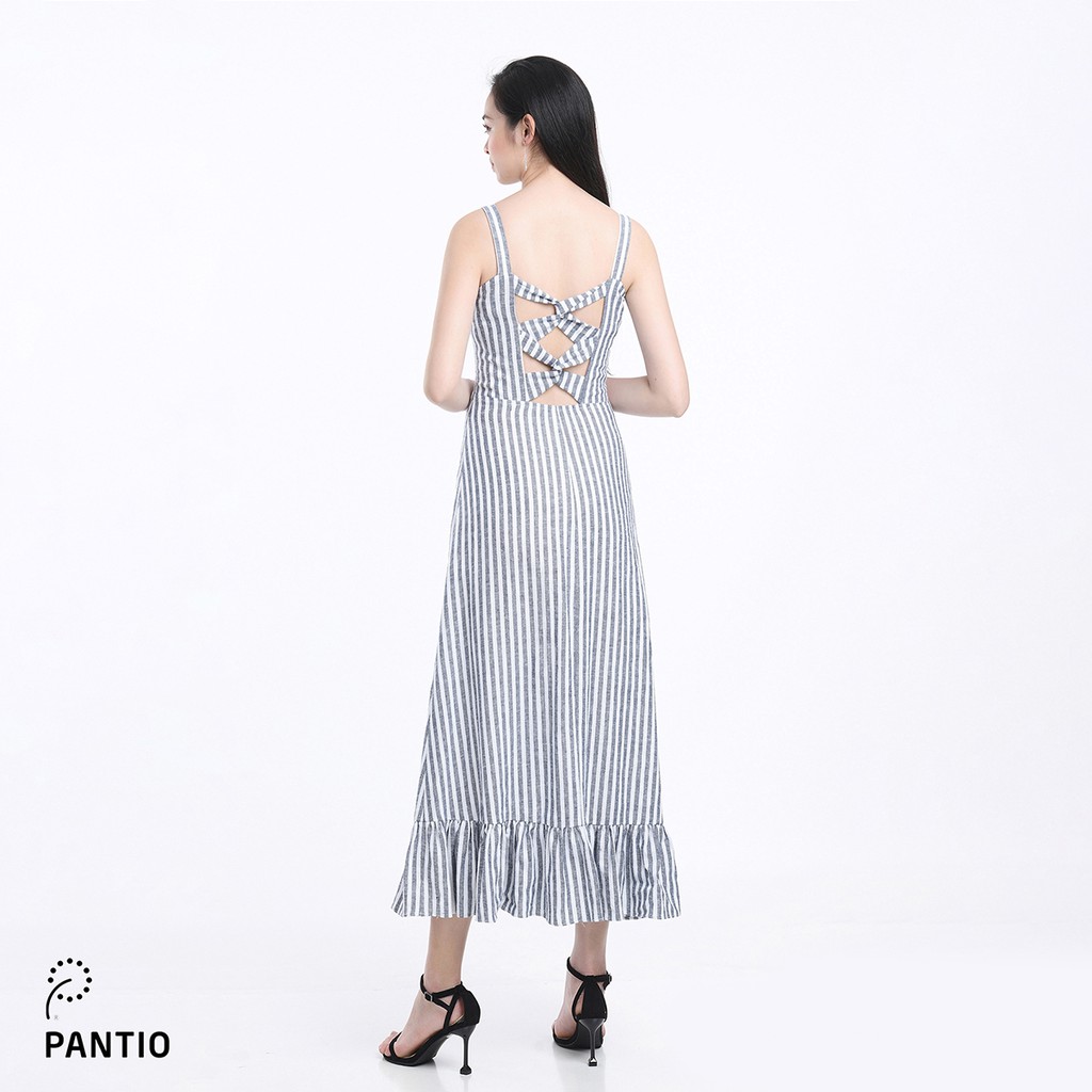 Đầm dạo phố vải linen kẻ dáng xòe FDP12507 - PANTIO