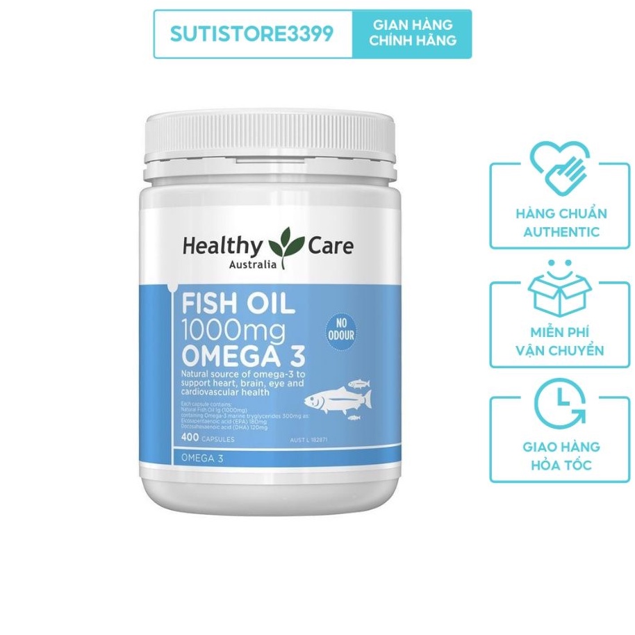 Viên uống Fish oil 1000MG OMEGA 3 HEALTHY CARE - XUẤT XỨ ÚC