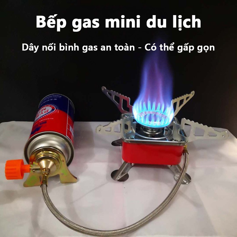 Bếp gas du lịch mini nhỏ gọn có dây nối bình gas an toàn - Bếp gas dã ngoại mini