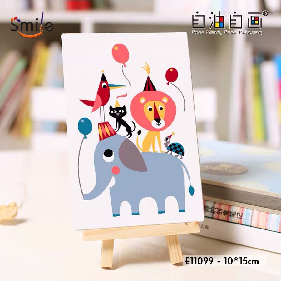 Tranh tô màu theo số cao cấp Smile FMFP size nhỏ 10x15cm cho bé Thế giới động vật E11099