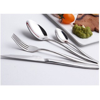 Bộ dao thìa dĩa inox cao cấp sáng bóng 4 món form basic ăn món Âu tiện lợi