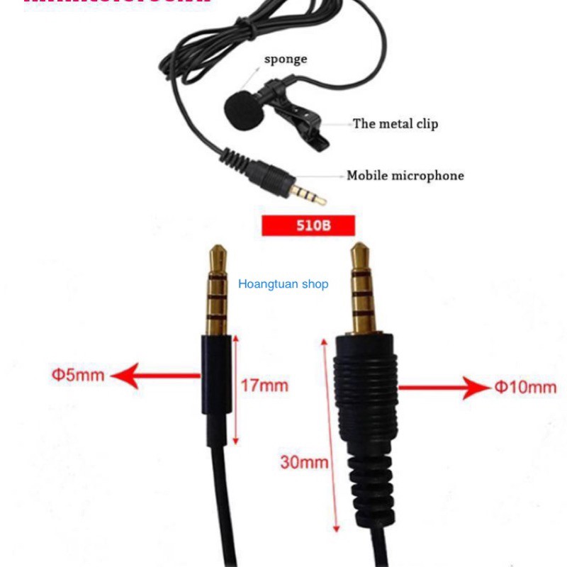Micro dành cho điện thoại, máy tính bảng ..( chân cắm 3.5mm).