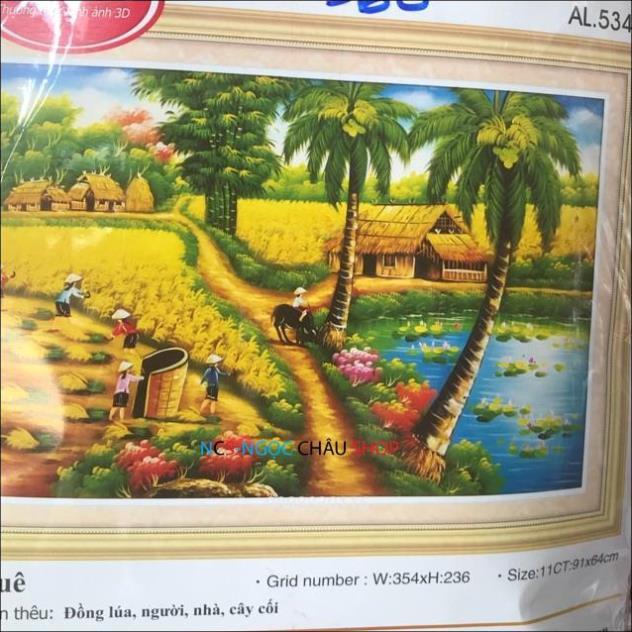 Tranh thêu chữ thập đồng quê phong cảnh 3D Ailuo AL53470 [Chưa thêu]