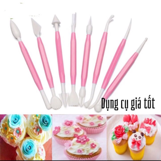 Bộ dụng cụ tạo hình fondant 8 món