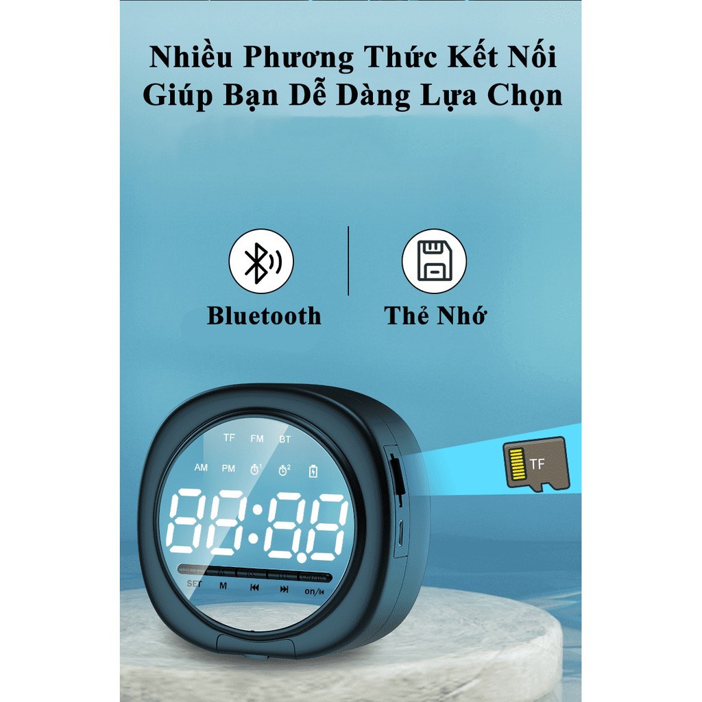 Loa nghe nhạc không dây bluetooth Q12 kiêm đồng hồ, có đèn led, loa blutooth có giá đỡ đa năng