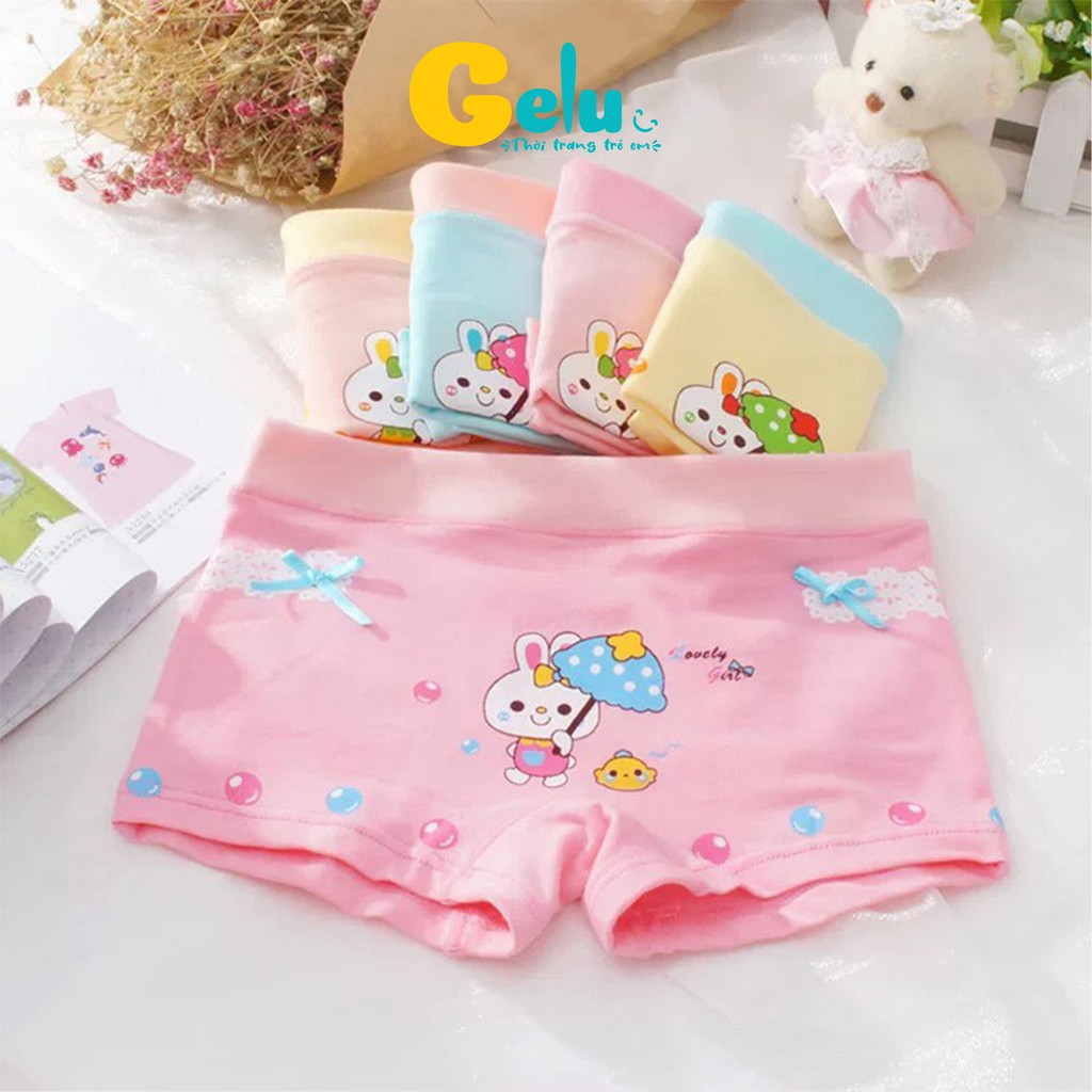 Quần chip cho bé gái GELU KIDS, quần lót kháng khuẩn thoáng mát hoạt hình đáng yêu - GLQA21