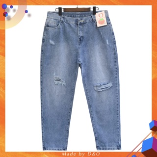[Size 30-35] Quần Baggy Jean Bigsize 014 Lưng Cao, Không Giãn / Quần Baggy Size Đại Nữ