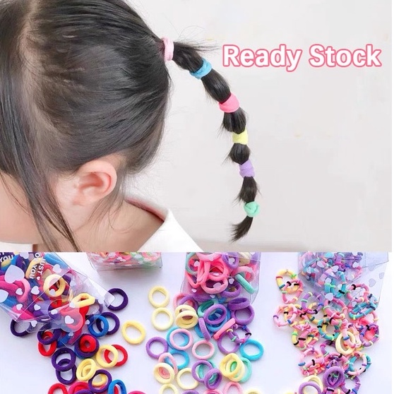 Set 100 Dây Thun Cột Tóc Co Giãn Màu Sắc Ngọt Ngào Phong Cách Hàn Quốc Dành Cho Bé