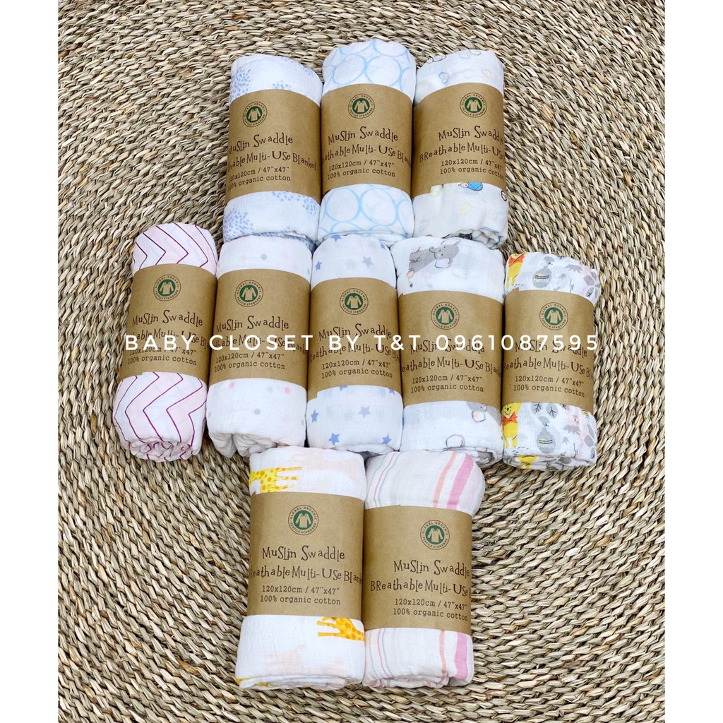 Khăn xô đa năng muslin swaddle 120x120 Aden Anais