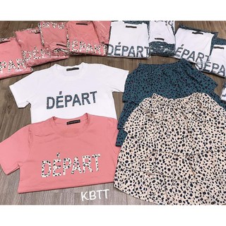 (boxuanhai) set áo pull và chân váy chấm bi
