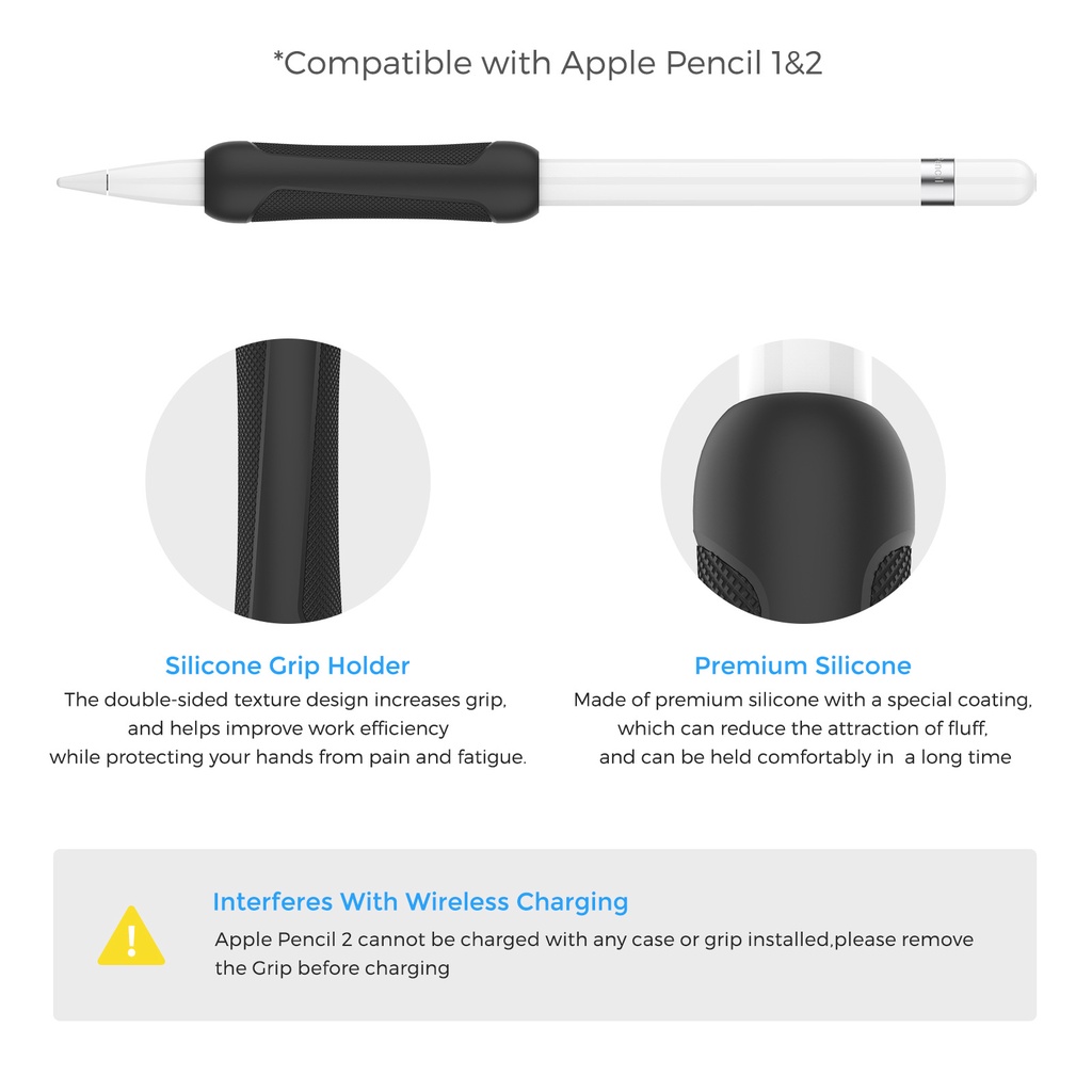 Vỏ tay cầm Ripple / Stripes Silicone Grip chống trượt cho Apple Pencil 1/2.