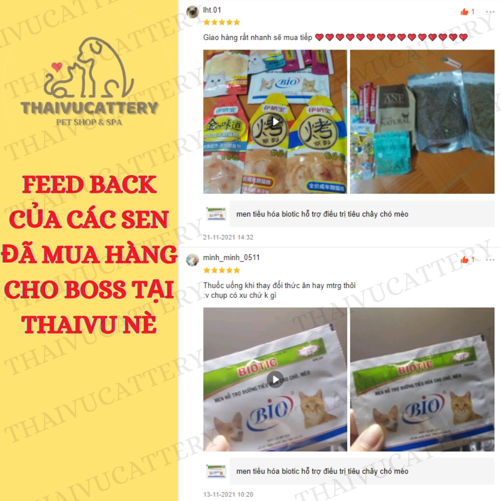 men tiếu hóa biotic hỗ trợ điều trị tiêu chảy chó mèo