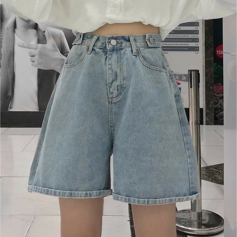 [Rẻ Vô Địch] Quần Short Jeans Ngố Bò Nút Hông Ulzzang