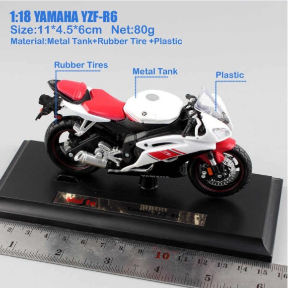 Mô hình xe YAMAHA YZF-R6 (2008) tỉ lệ 1:18 - Maisto