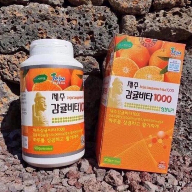 Viên ngậm bổ sung vitamin C, tăng cường đề kháng và hệ miễn dịch JeJu Tangerine Vita 1000 (hộp 278 viên) 500g [ Hàng Mới