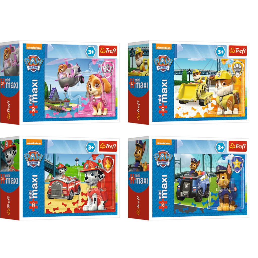 Combo 4 Tranh ghép hình 20 mảnh Chủ đề Phi đội chú chó cứu hộ Paw Patrol chính hãng Trefl 56018