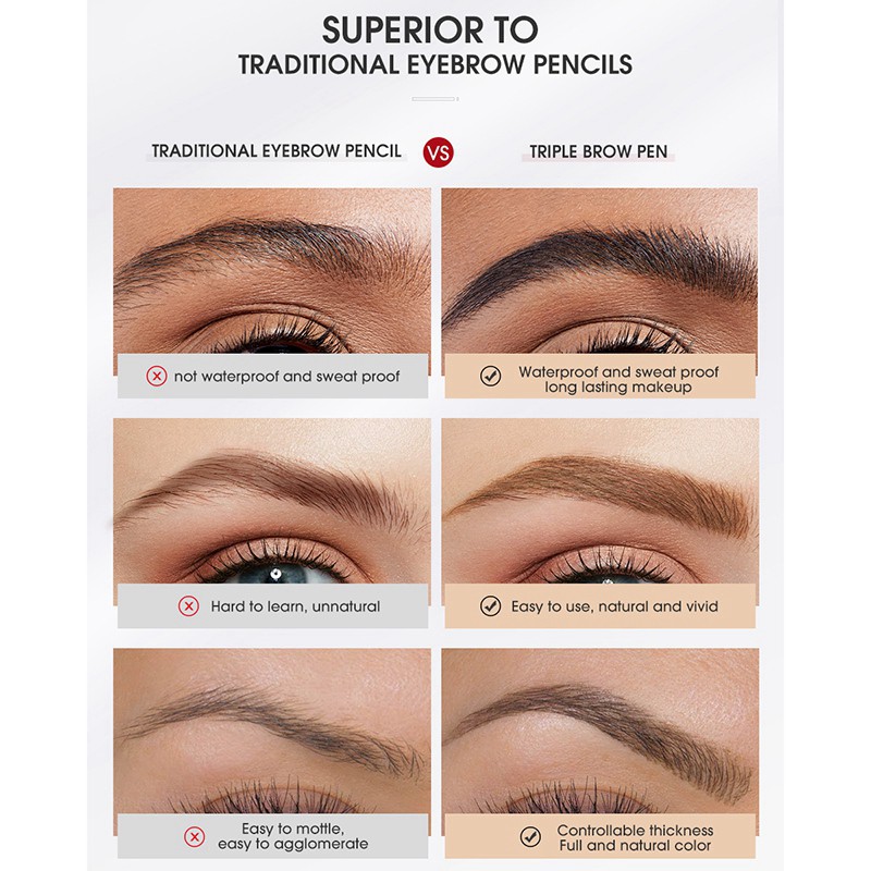 (Hàng Mới Về) Bút Kẻ Lông Mày Dạng Lỏng O.Two.O Thiết Kế 3 Ngòi Chống Thấm Nước Lâu Trôi Trang Điểm Tự Nhiên | BigBuy360 - bigbuy360.vn