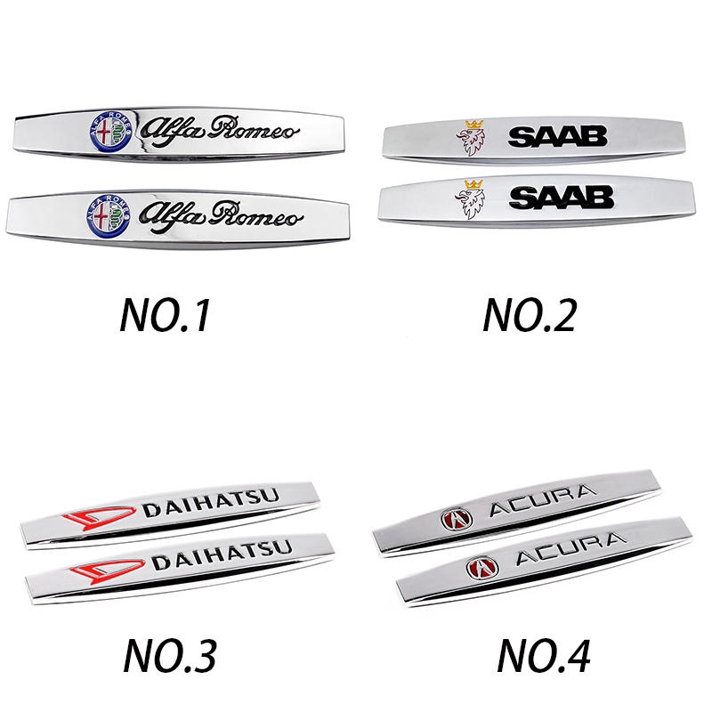 Set 2 miếng dán nhãn hiệu dán sườn cho xe hơi Daihatsu Alfa Romeo Acura SAAB Abarth Smart Luxgen Ssang Yong