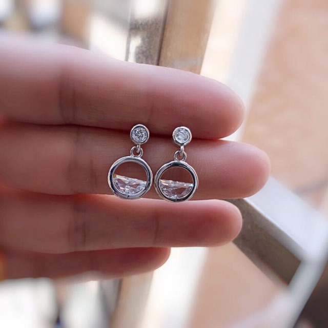 Khuyên tai bạc nhập korea nửa vầng trăng