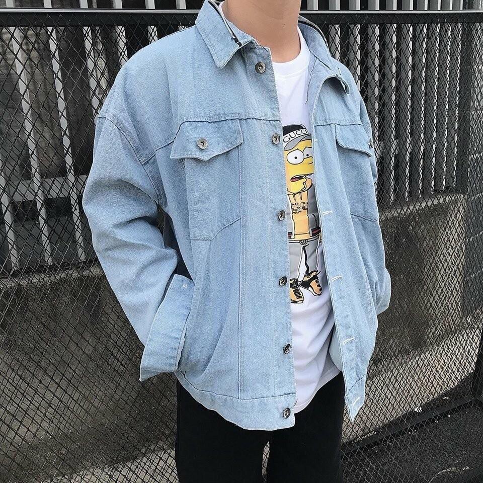 áo khoác jean nam xanh nhạt 0404
