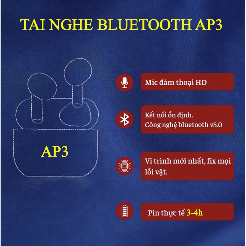 Tai Nghe Bluetooth Pro 3 Mẫu Mới 2022 / Tai Nghe Không Dây Pro 3 TWS Siêu Phẩm Cực Chất - BH 6 Tháng