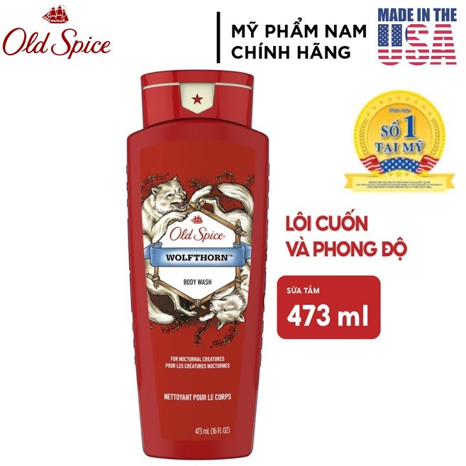 [USA] Sữa tắm nam Gel Old Spice 473ml Timber | Bearglove | Fiji | Wolfthorn | Pure Sport | Tắm gội 2in1 532ml - Mỹ